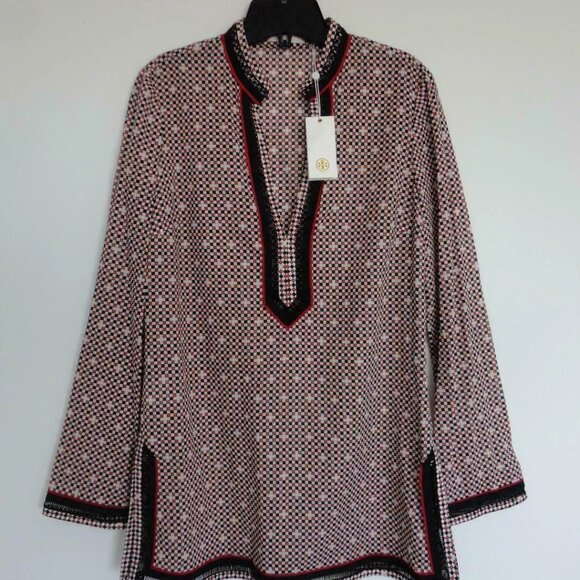 NWT TORY BURCH Cotton Voile Multi Color Tory Tunic Top Blouse Shirt 6 - Picture 6 of 7